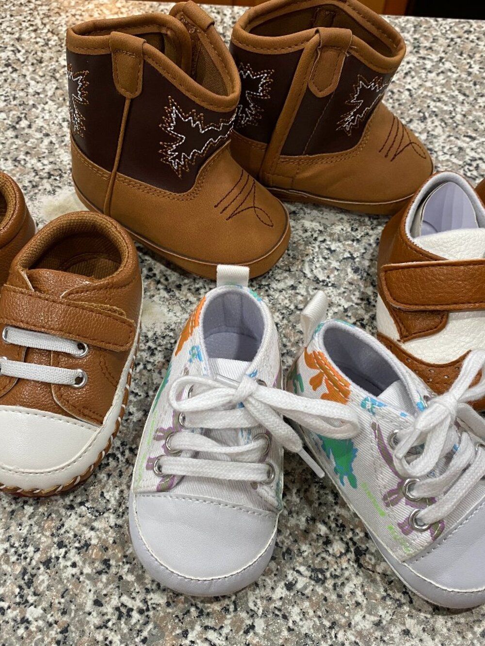 Lot of 4 Baby Shoes / Cowboy Boots/Dino Sneakers/Wingtip (Some New) Infant 1-3